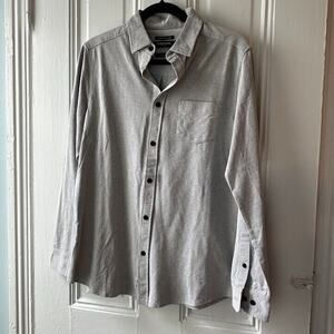 Kenneth Cole Shirt Mens Gray Slim Fit Pocket Button Up Long Sleeve Collared Top
